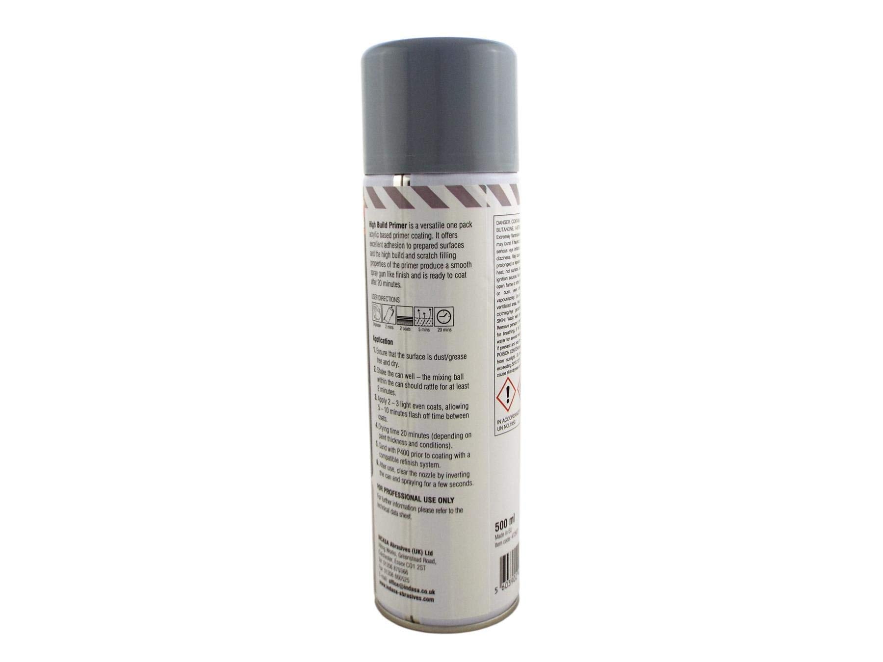 INDASA 12 xIndasa Grey High Build Acrylic Based Primer 500ml Aerosol Excellent Adhesion