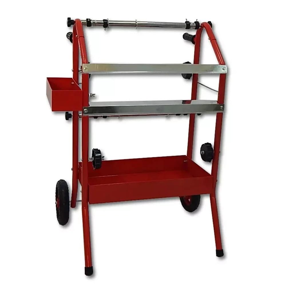 Heavy-Duty Twin Masking Paper Dispenser – 18" Dual Roll Holder with Cutter Blades – Automotive Masking Paper Stand with Wheels – Ideal for Body Shops & Spray Booths