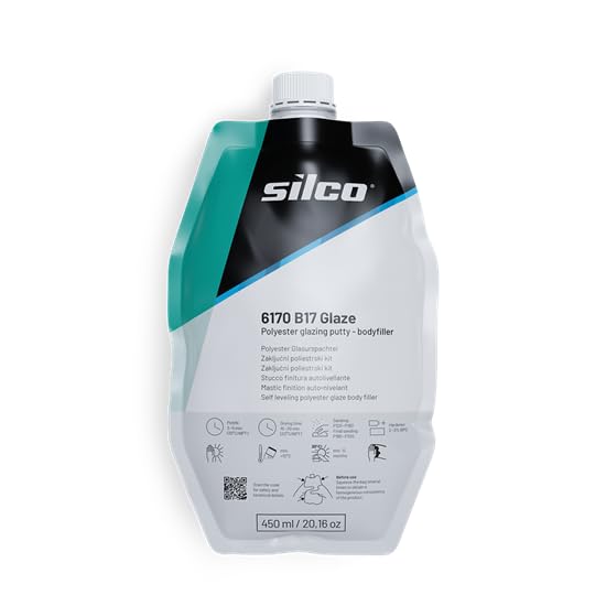 Silco 6170 B17 Glaze 450ml Polyester Glazing Putty – Fast-Drying, Self-Levelling, Ideal for Car Body Repairs & Surface Finishing