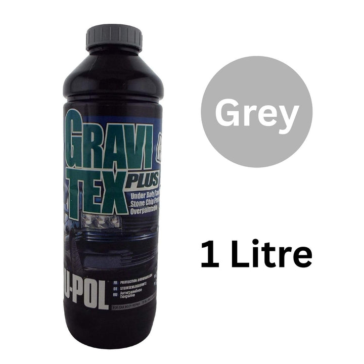 UPOL Gravitex Plus HS Stone Chip Protector – Pack of 3 (1L Bottle of White, Black & Grey Colour) - Overpaintable High Build OEM Textured Primer - 1K Solvent Based Coating - For Vehicle Underbodies