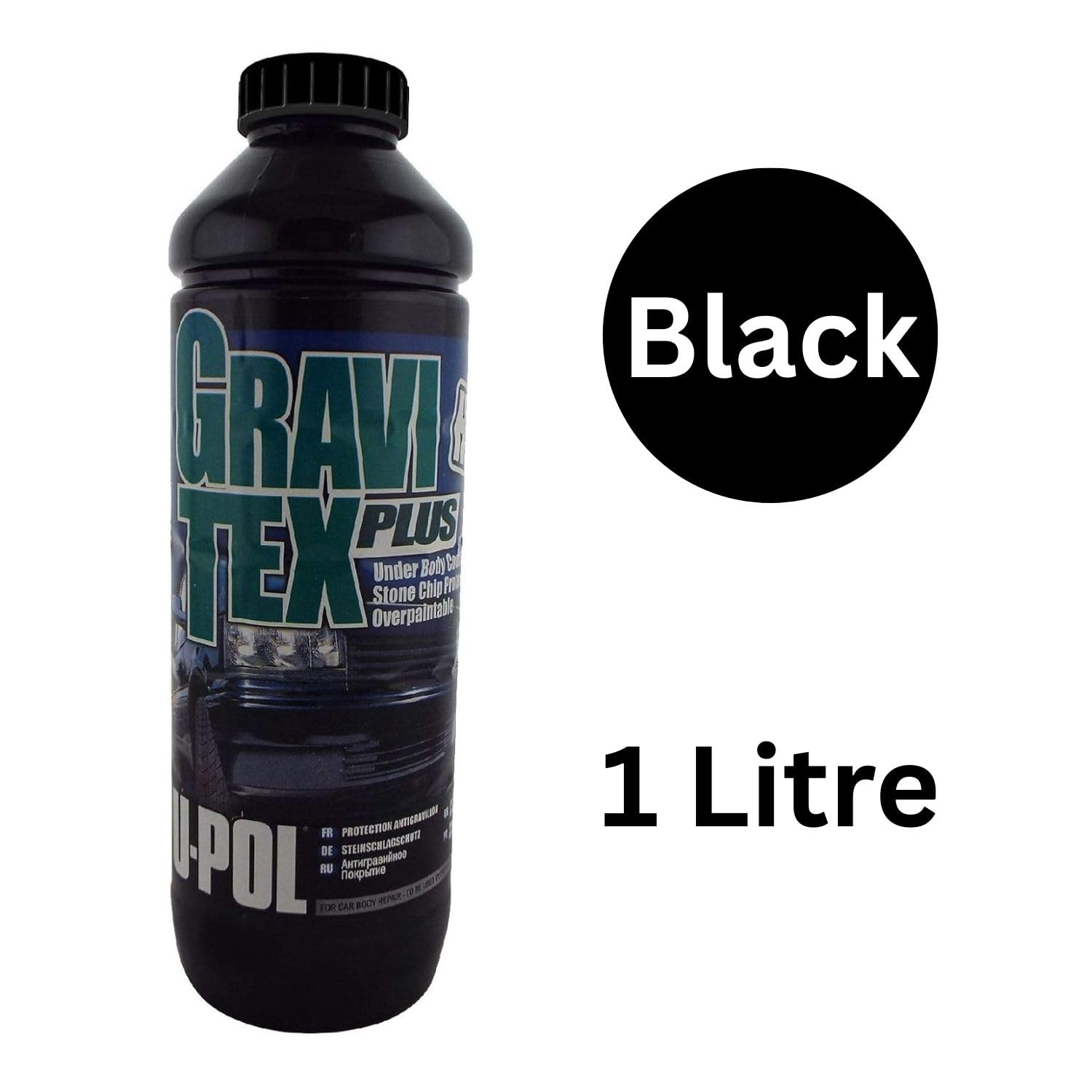 UPOL Gravitex Plus HS Stone Chip Protector – Pack of 3 1L Bottle of White, Black or Grey Colour) - Overpaintable High Build OEM Textured Primer - 1K Solvent Based Coating - For Vehicle Underbodies