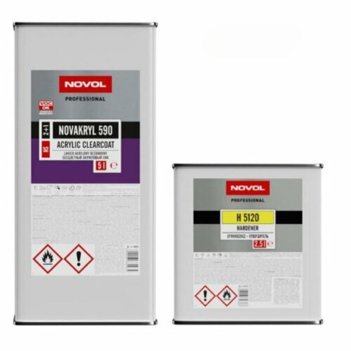 Novol Novakryl 590 HS Clearcoat 2:1 + H5120 Fast Activator 7.5 Liters Kit - Autobody Refinish Car Paint Repair