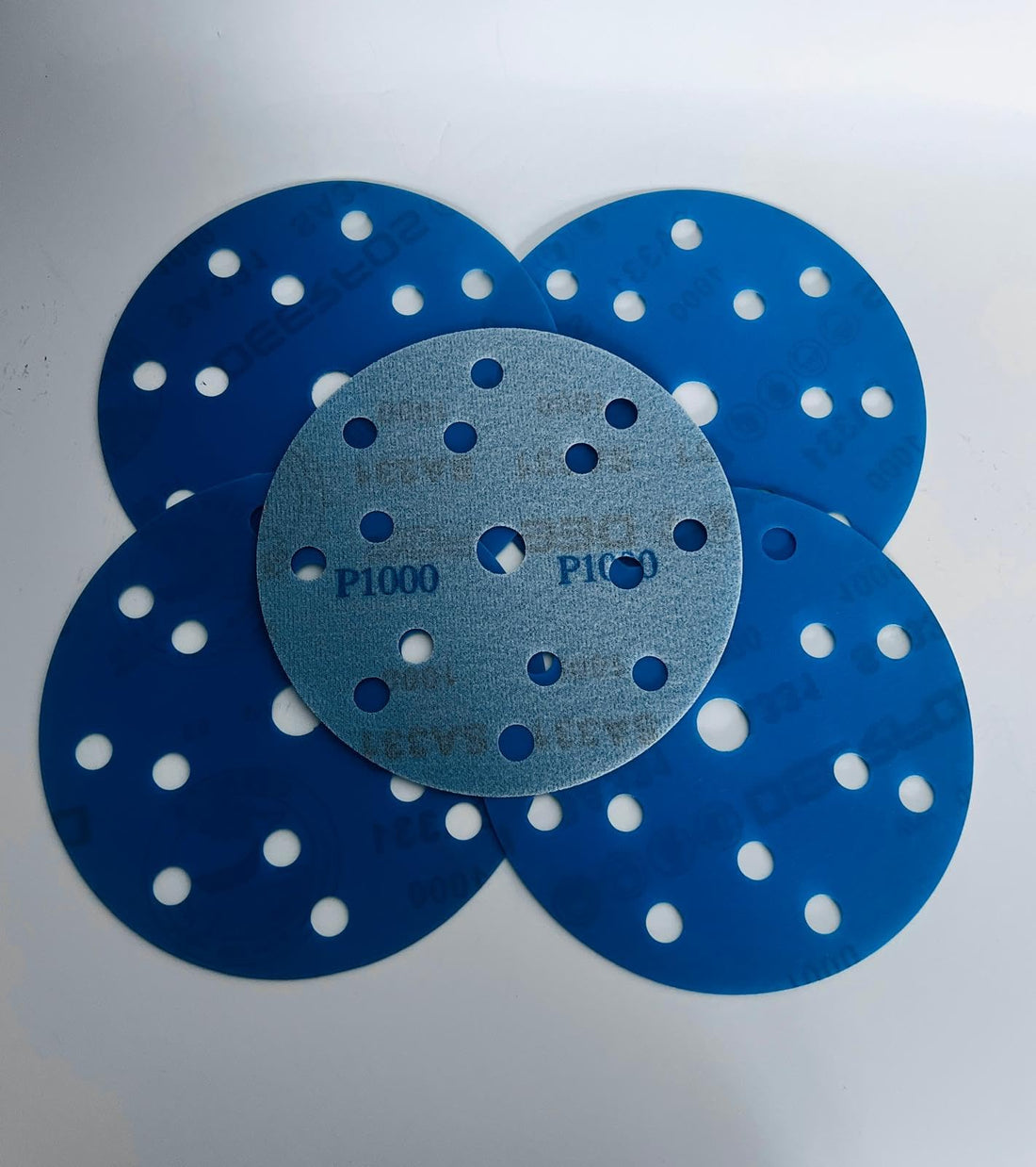 150mm 6 inch Wet and Dry Sanding Discs 15 Hole Pads Film Hook and Loop Sandpaper DEERFOS Pack of 50 P1000
