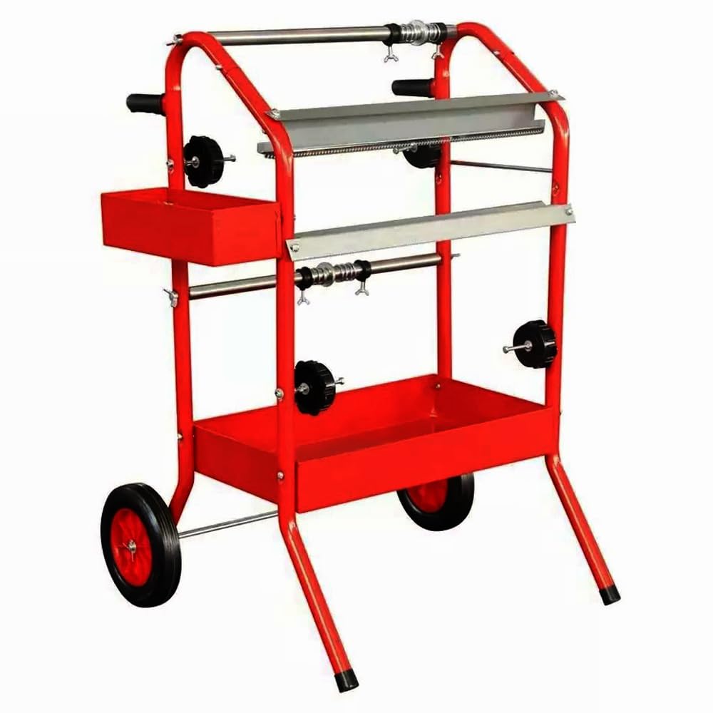 Heavy-Duty Twin Masking Paper Dispenser – 18" Dual Roll Holder with Cutter Blades – Automotive Masking Paper Stand with Wheels – Ideal for Body Shops & Spray Booths