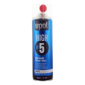 UPOL HIGH5 SPRAY CAN HIGH BUILD WHITE PRIMER - 450ML, FAST DRYING AEROSOL PAINT PRIMER FILLER