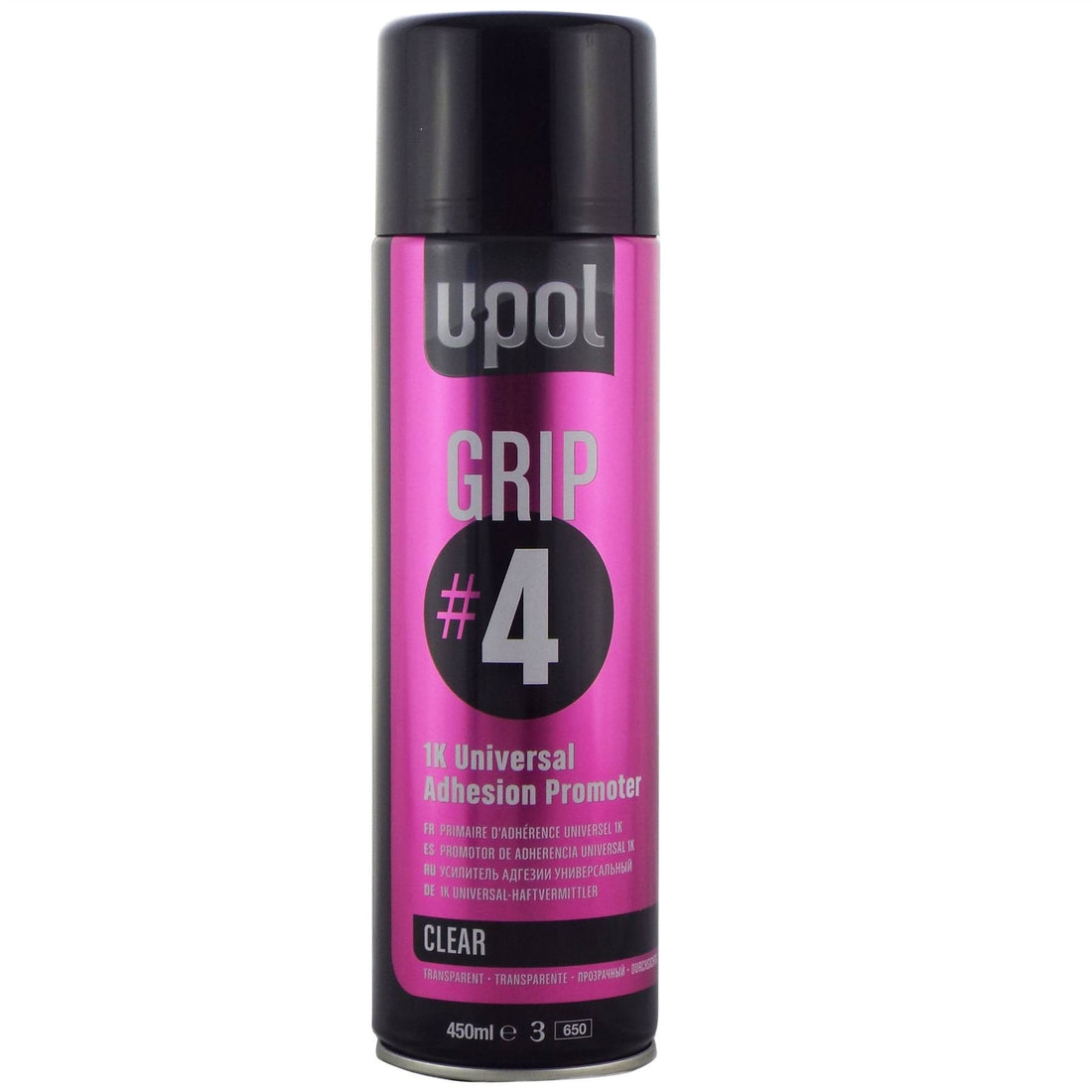 U-POL Grip#4 GRIP/AL 1K Universal Adhesion Promoter 450ml Aerosol Can clear For for paints, adhesives and sealants. Ideal for difficult to reach areas such as around door handles and sills.