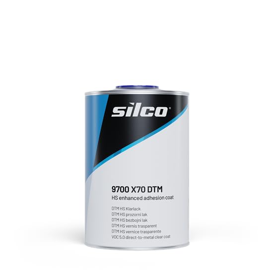 Silco 9700 X70 DTM HS Enhanced Adhesion Clear Coat - High Gloss, Superior Adhesion to Metal, Customizable Gloss Levels, Easy Application, Ideal for Aluminium & Steel - 1L