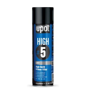 UPOL HIGH5 SPRAY CAN HIGH BUILD GREY PRIMER - 450ML, FAST DRYING AEROSOL PAINT PRIMER FILLER