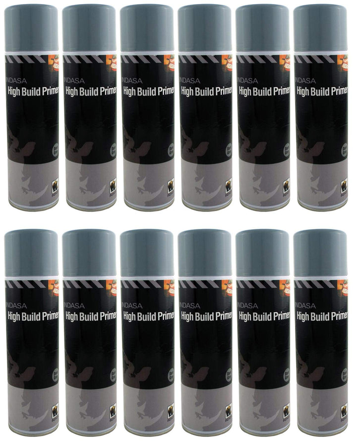 INDASA 12 x Dark Grey High Build Acrylic Based Primer 500ml Aerosol- Excellent Adhesion