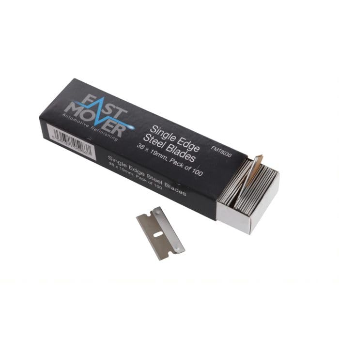 Single Edge Razor Blades 38 x 19mm Pack of 100 - For Scraper, boxing cutting, window, glass, car, hob, decals, paint, Overspray, Stickers, Adhesives, Gaskets, Titles, Ceramic and More