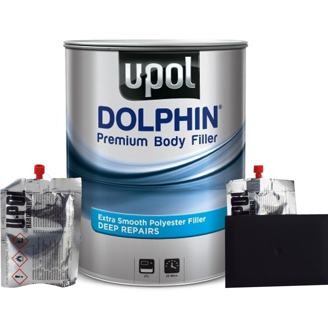 Dolphin UPol Premium Body Filler For Deep Repairs 3 Litre Ultra Fine Finish Filling Properties Easy To Sand & Shape/Non Sagging/Excellent Adhesion