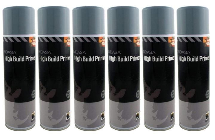 INDASA 6 x Dark Grey High Build Acrylic Based Primer 500ml Aerosol - Excellent Adhesion