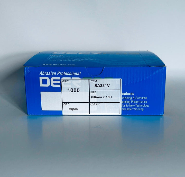 150mm 6 inch Wet and Dry Sanding Discs 15 Hole Pads Film Hook and Loop Sandpaper DEERFOS Pack of 50 P1000