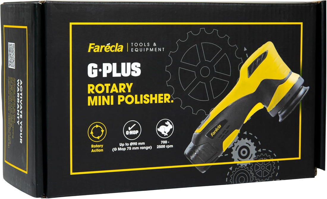 Farécla G Plus Rotary Mini Polisher Kit GPT025– Cordless 10.8V Rotary Tool with 74mm Plate, Battery, Charger, G Mop Pad & G360 Compound