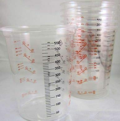 600ml Clear Plastic Mixing Cups  - 50pcs - 1000pcs No Lid