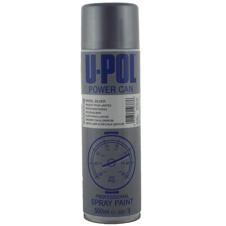 UPOL U-Pol 12 x Power Can ALLOY WHEEL SILVER Paint 500ml Aerosol Powercan Alloy Silver - Uniform light shade metallic finish Car Wheel Paint 12 500ml Aerosol Cans