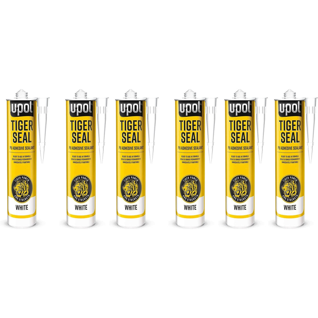 U-Pol Tiger Seal PU Adhesive Sealant Tigerseal Bond Body Panels UPOL Sealer 310mm Chaulk Cartridge in Black/Grey/White Colours Available in Sets of 6 Cartridges