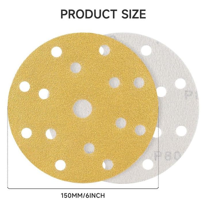 Sanding Discs 150mm Paper Hook & Loop P40- P800 15-Hole Durable & Long-Lasting Pack of 50 Pack of 100 Pads Mixed Pack Ideal for Car Metal Wood Da Random Orbital Sander velcr