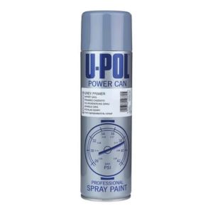 U-POL POWER CAN GREY GLOSS SPRAY CANS PRIMER - 500ML, FAST DRYING AEROSOL