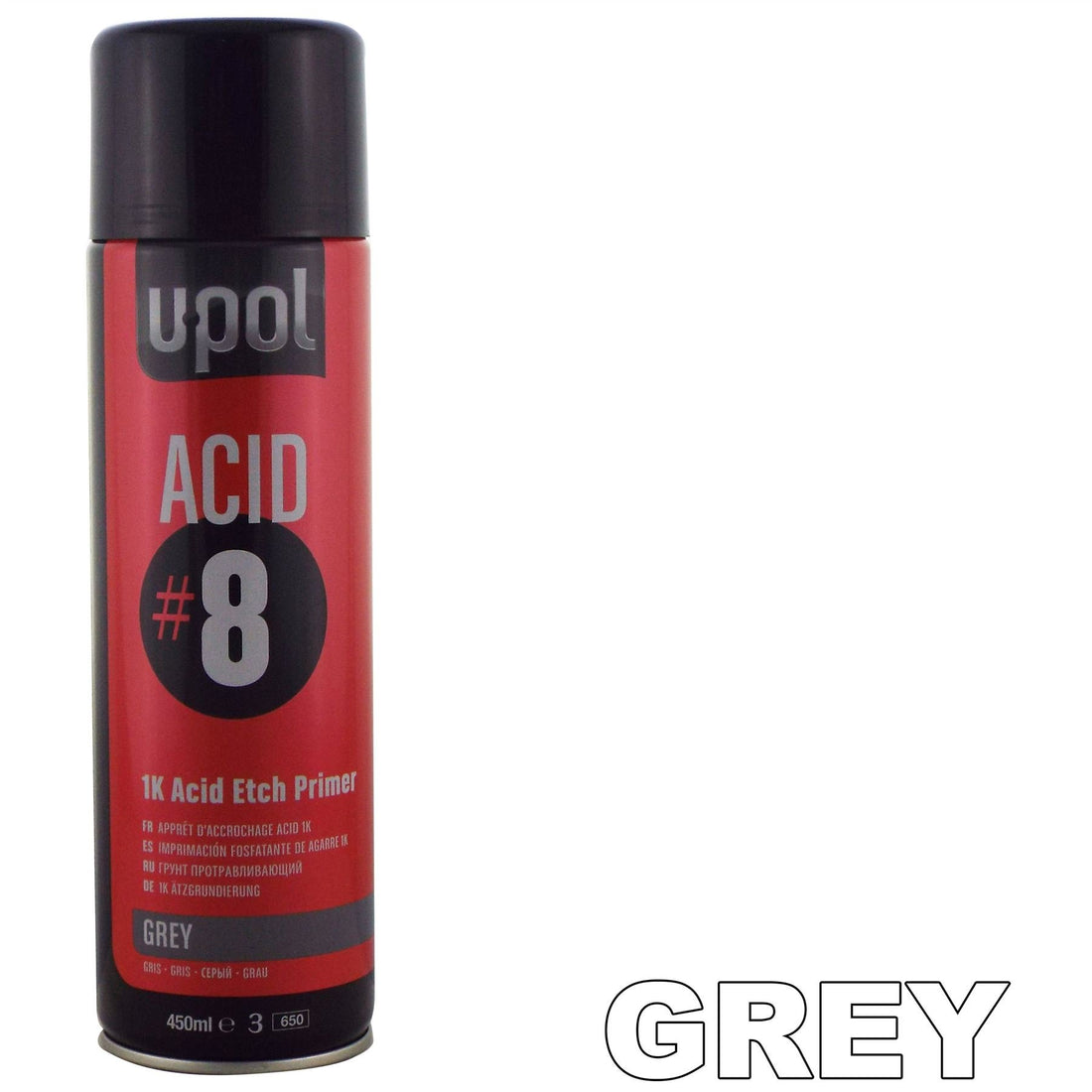 U-POL Acid 8 1K Etch Primer 450ml UPol Aerosol Fast Drying No Sanding Needed Promotes Paint Adhesion to Difficult Substrates like Steel & Aluminium