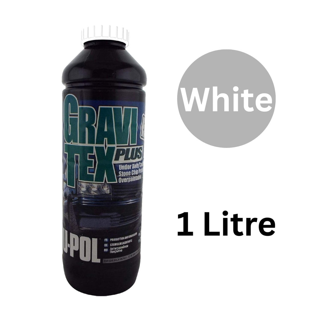 UPOL Gravitex Plus HS Stone Chip Protector – Pack of 3 1L Bottle of White, Black or Grey Colour) - Overpaintable High Build OEM Textured Primer - 1K Solvent Based Coating - For Vehicle Underbodies
