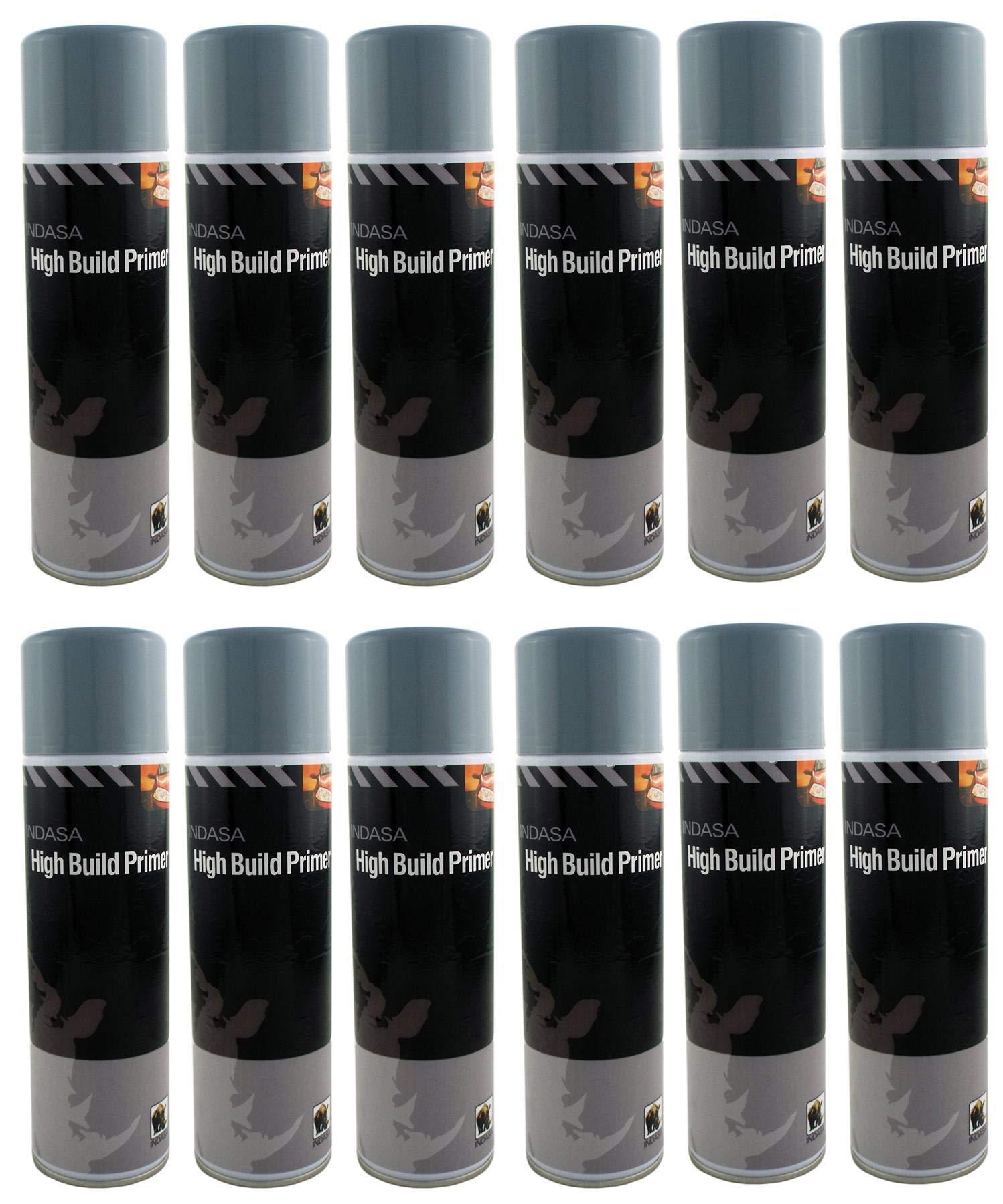 INDASA 12 xIndasa Grey High Build Acrylic Based Primer 500ml Aerosol Excellent Adhesion