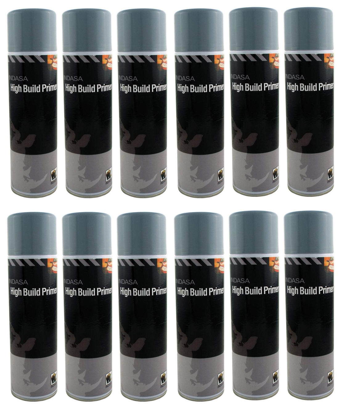 INDASA 12 xIndasa Grey High Build Acrylic Based Primer 500ml Aerosol Excellent Adhesion