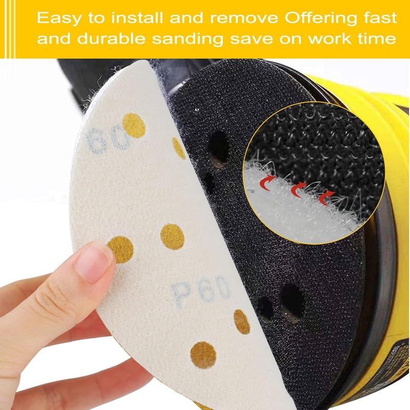 Sanding Discs 150mm Paper Hook & Loop P40- P800 15-Hole Durable & Long-Lasting Pack of 50 Pack of 100 Pads Mixed Pack Ideal for Car Metal Wood Da Random Orbital Sander velcr