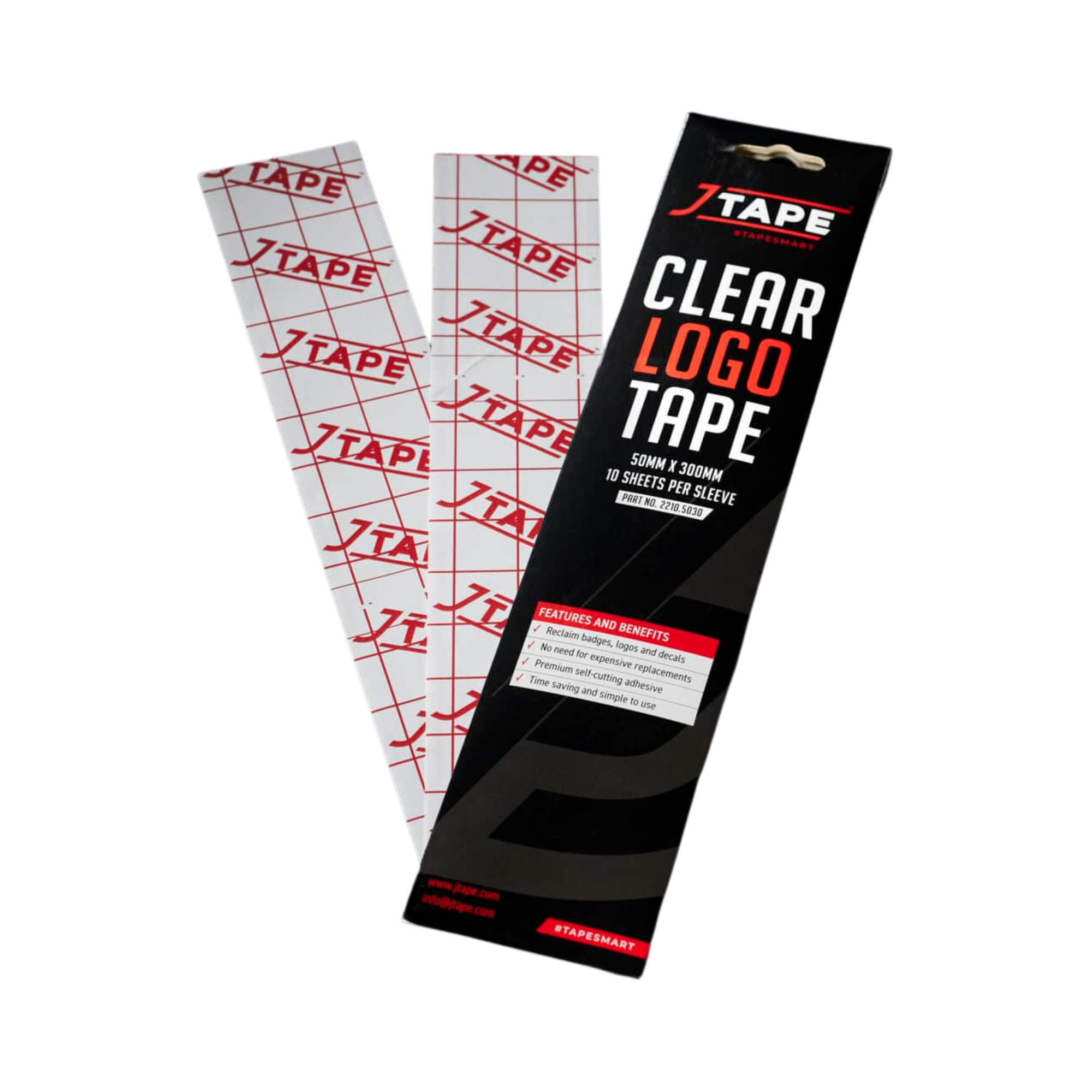 JTAPE Logo Tape 2210.5030, Double-Sided Adhesive Sheets 50mm x 300mm (10 Pack)