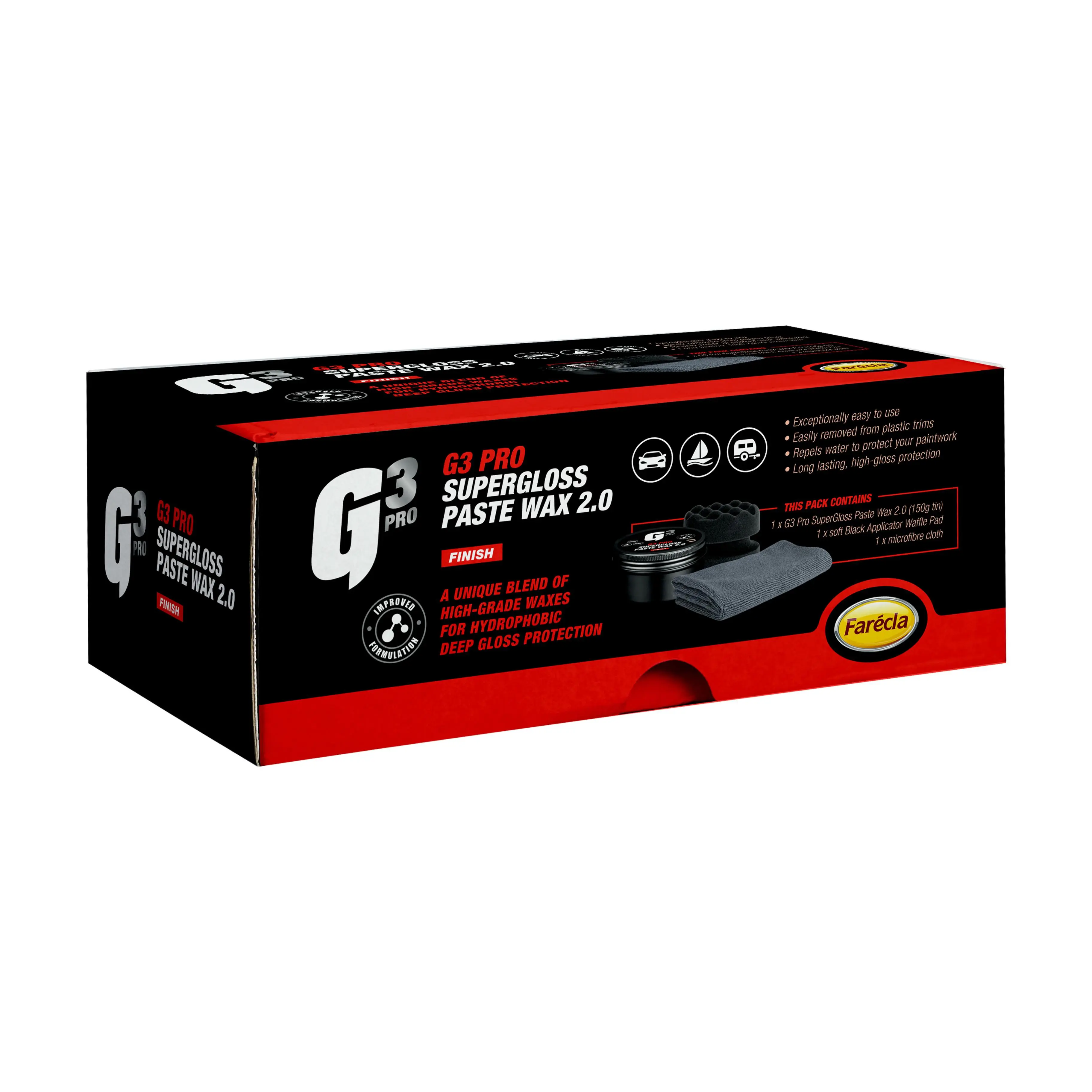 FARECLA G3 Pro SuperGloss Paste Wax 2.0 - 150g – Premium Carnauba Wax with Accessories