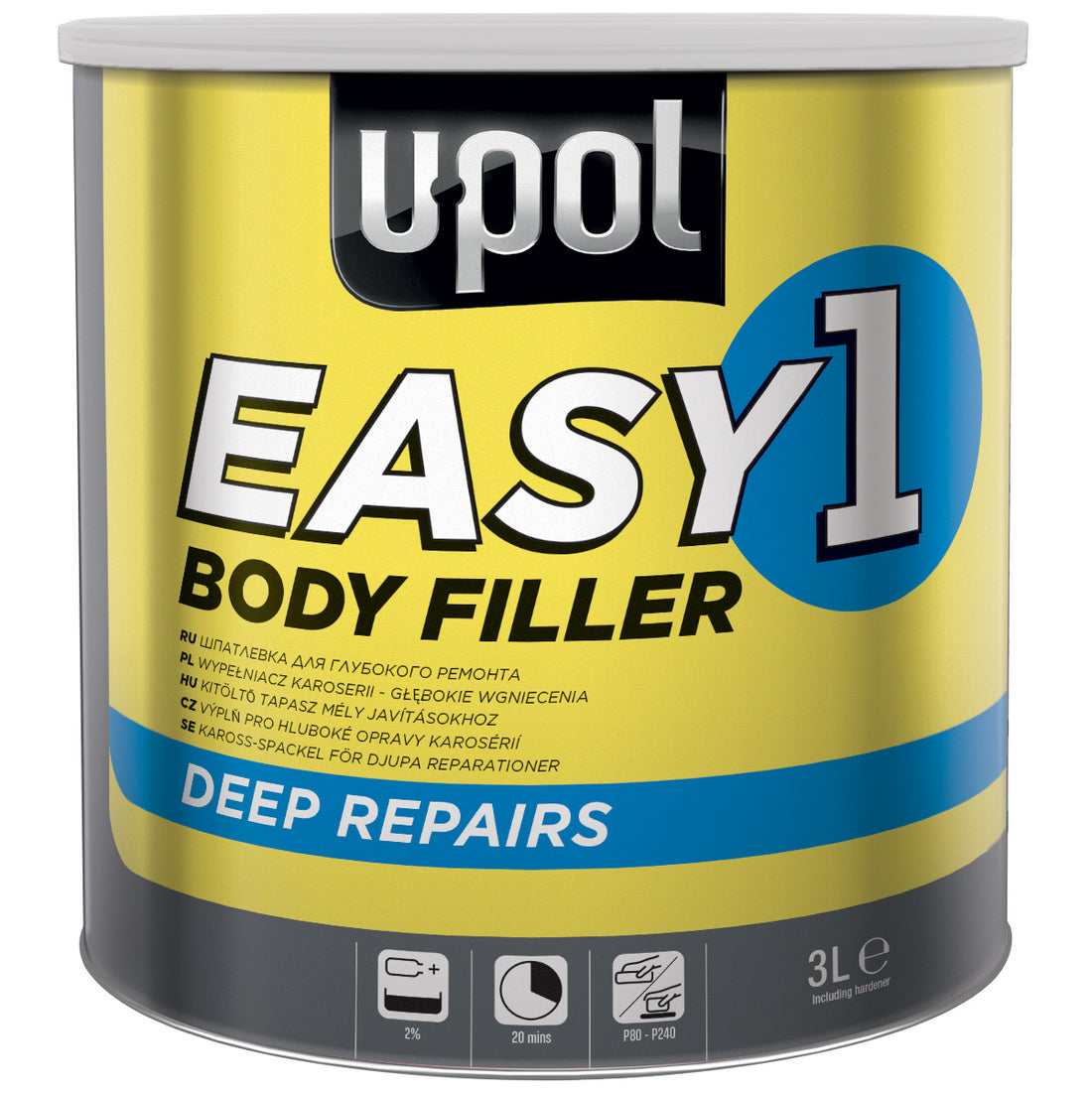 Upol Easy 1 One Super Easy Sanding Lightweight Body Filler 3 Liter Tin Grey