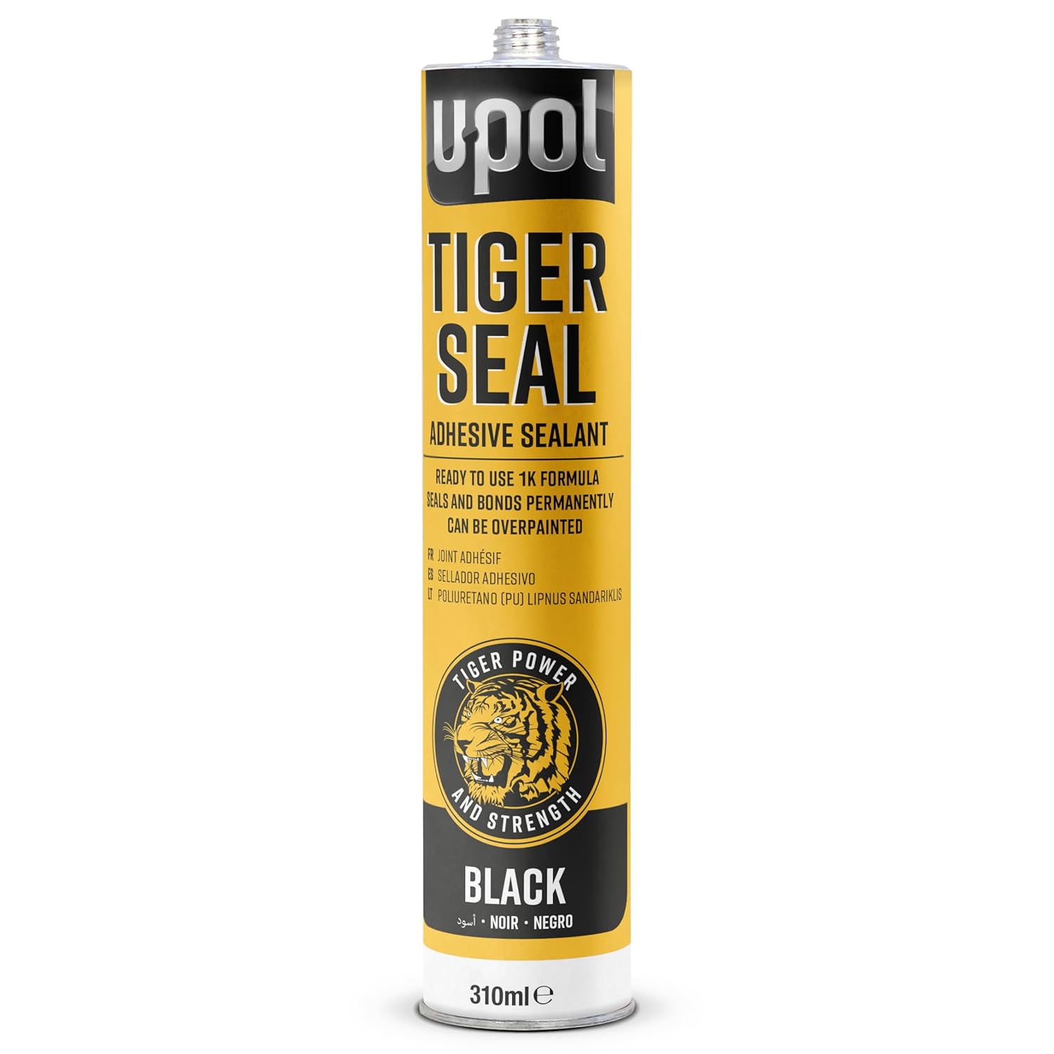 U-POL 0728 Black TIGER SEAL Adhesive/Sealant – 310ml Cartridge