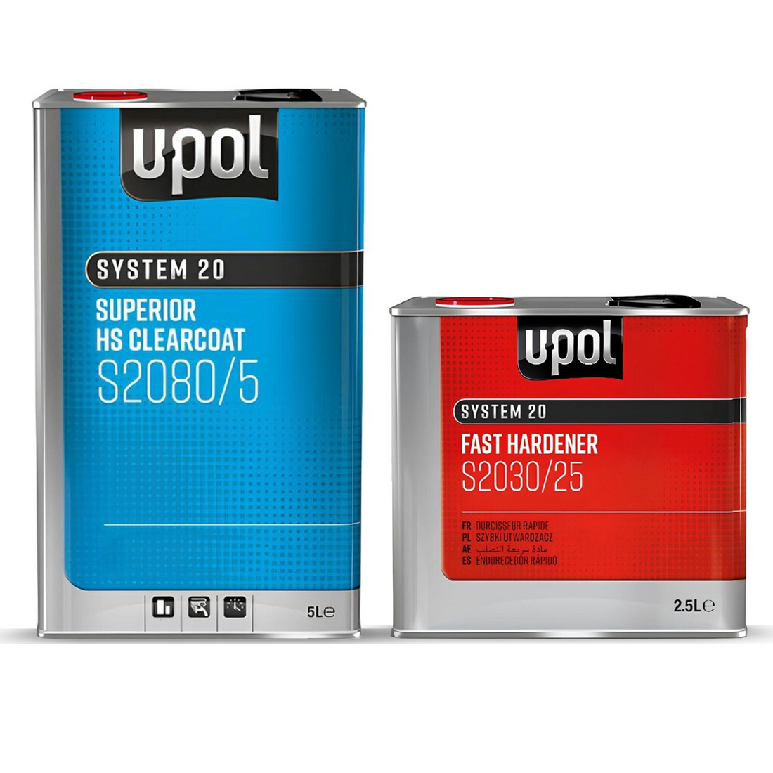 UPOL Gloss 2k Lacquer kit S2080/5 Superior Clearcoat 5L, S2030/25 Fast Hardener 2.5L