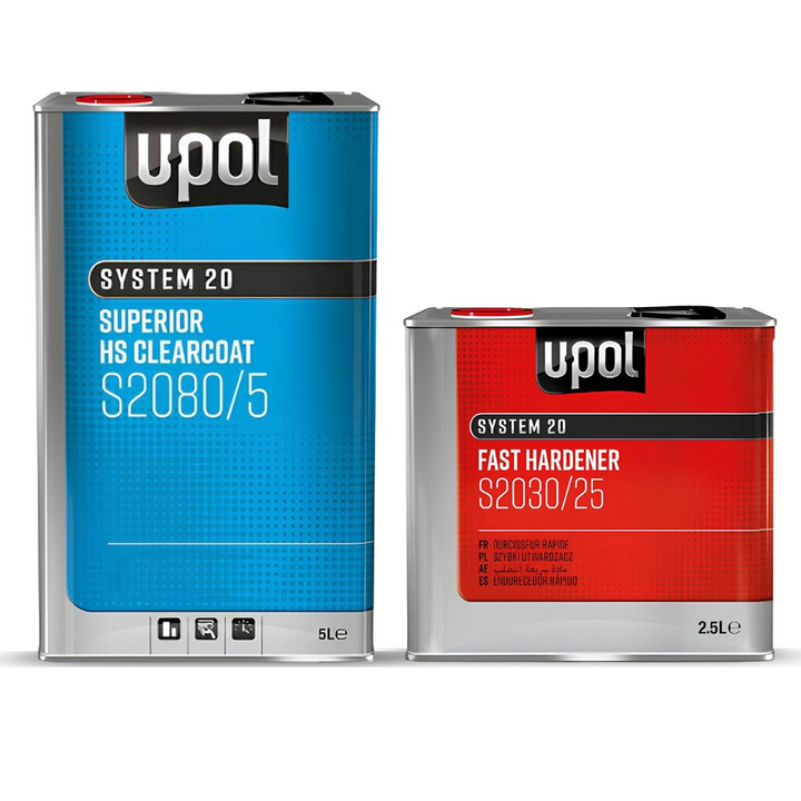 UPOL Gloss 2k Lacquer kit S2080/5 Superior Clearcoat 5L, S2030/25 Fast Hardener 2.5L