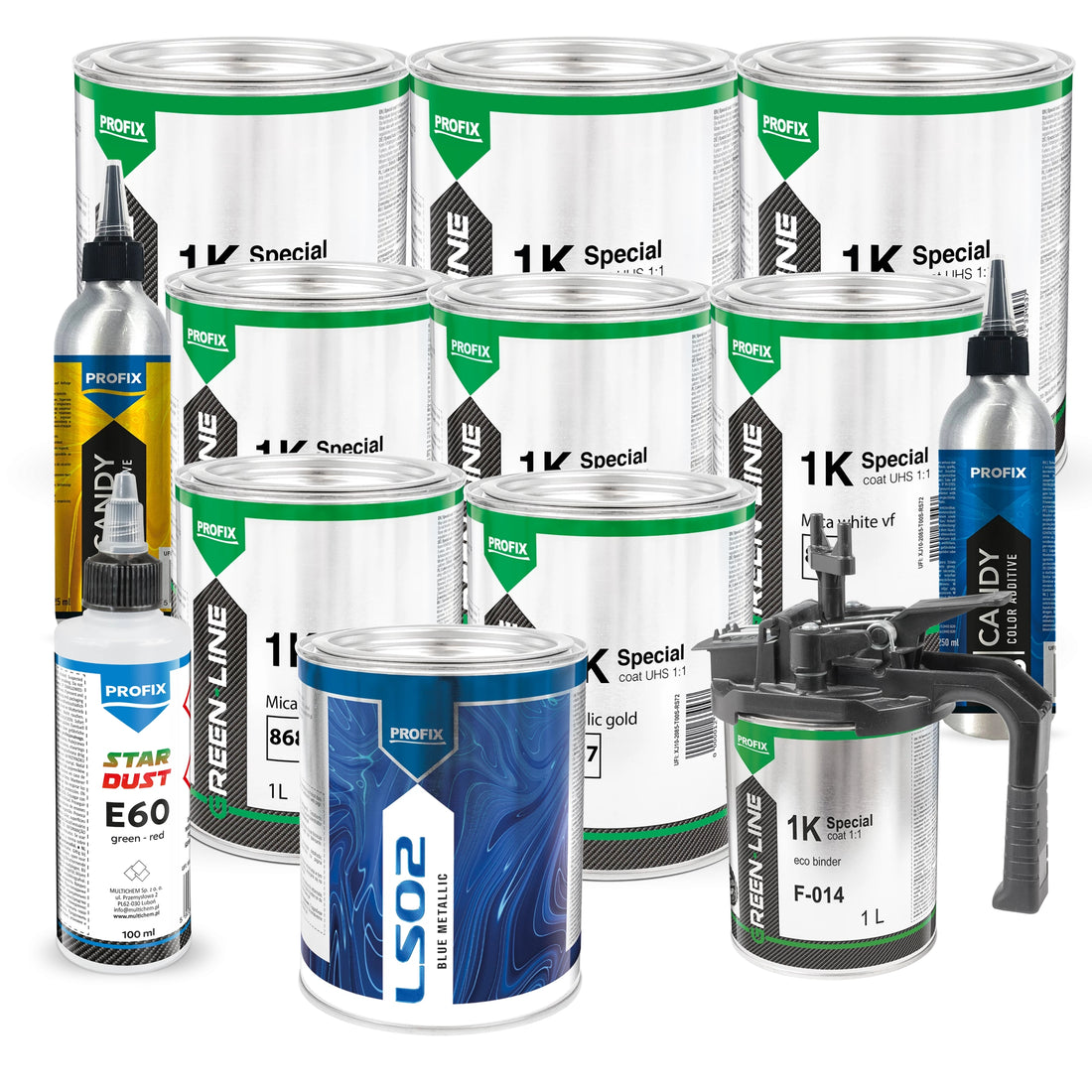 GREEN-LINE Car Paint Mixing System Automotive Basecoat Solid Metallic Pearlescent Xirallic