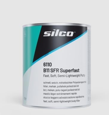 Silco Body Filler 2K B11 SFR Superfast 3L Semi Lightweight Putty Quick Drying in 8 Minutes Easy Sand Repairs Polyster Dent Scratch Metal Plastic Car Automotive NO PIN HOLES Steel Aluminium GRP Wood