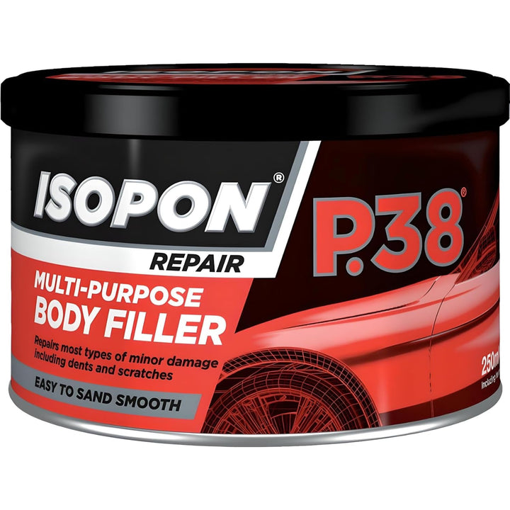 U Pol P38 Easy Sand Body Filler Paste 250ml | Two Part Polyester Car Repair Kit for Dents, Scratches, Holes | Paintable Smooth Finish | Metal & GRP Compatible