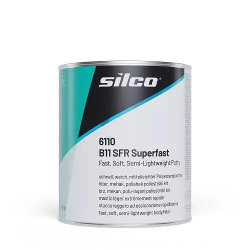 Silco 6110 B11 SFR Body filler putty inc hardener Superfast 3L / 4.35kg cured in 8 minutes at 20°C