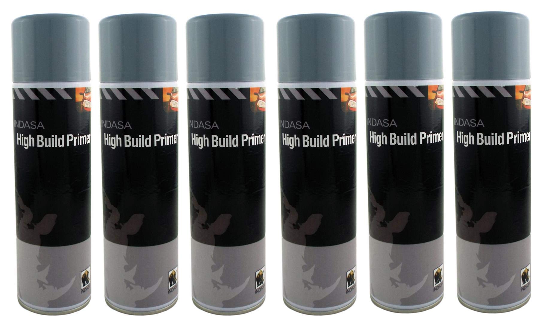 INDASA 6 x Grey High Build Acrylic Based Primer 500ml Aerosol Excellent Adhesion