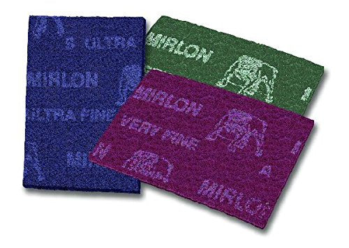 Mirka Mirlon Scotchbrite Clean & Finishing Hand Pads [150mm x 230mm] 150x230mm Pads Scotch Brite Automotive Sanding Pads Available in Green P320 Fine/Red P360 Very Fine/Grey P1500 Ultra Fine Grits