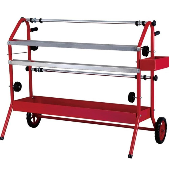 Heavy-Duty Twin Masking Paper Dispenser – 36" (900mm) Dual Roll Holder with Cutter Blades – Automotive Masking Paper Stand with Wheels – Ideal for Body Shops & Spray Booths