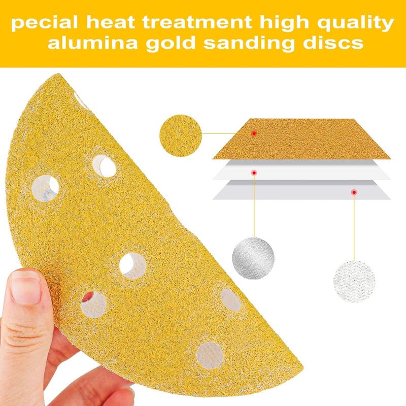 Sanding Discs 150mm Paper Hook & Loop P40- P800 15-Hole Durable & Long-Lasting Pack of 50 Pack of 100 Pads Mixed Pack Ideal for Car Metal Wood Da Random Orbital Sander velcr