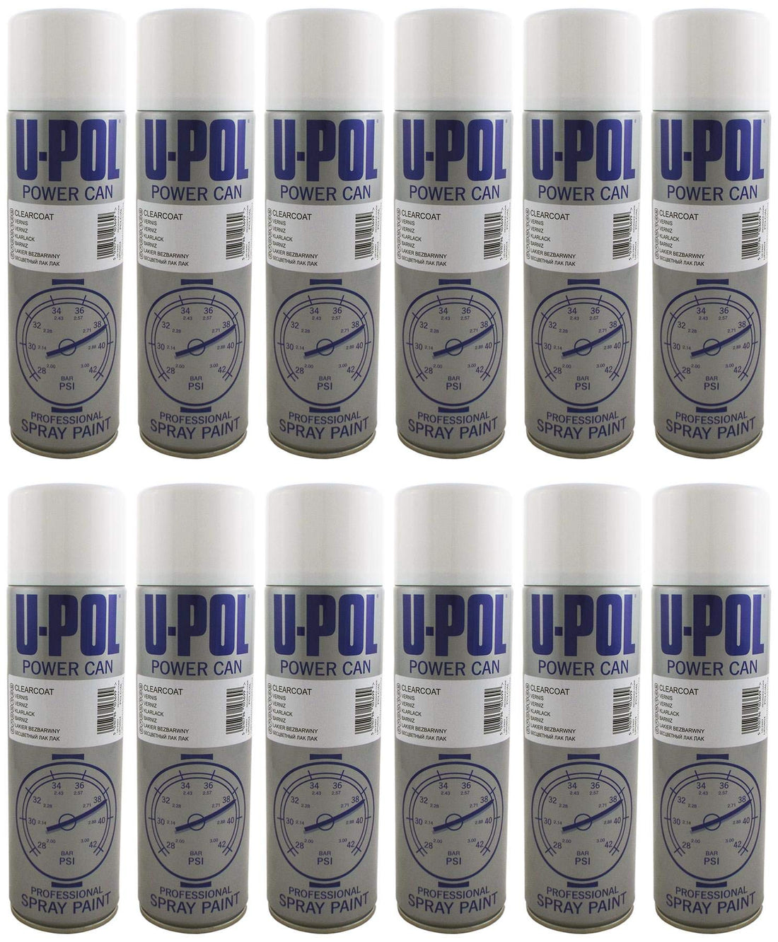 UPOL U-Pol 12 x Power Can CLEAR LACQUER Paint 500ml Aerosol Powercan Clearcoat Clear Lacquer 12 x 500ml Aerosol Cans