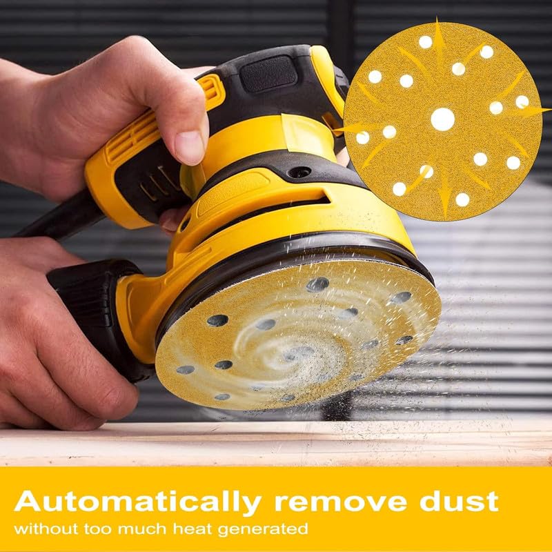 Sanding Discs 150mm Paper Hook & Loop P40- P800 15-Hole Durable & Long-Lasting Pack of 50 Pack of 100 Pads Mixed Pack Ideal for Car Metal Wood Da Random Orbital Sander velcr
