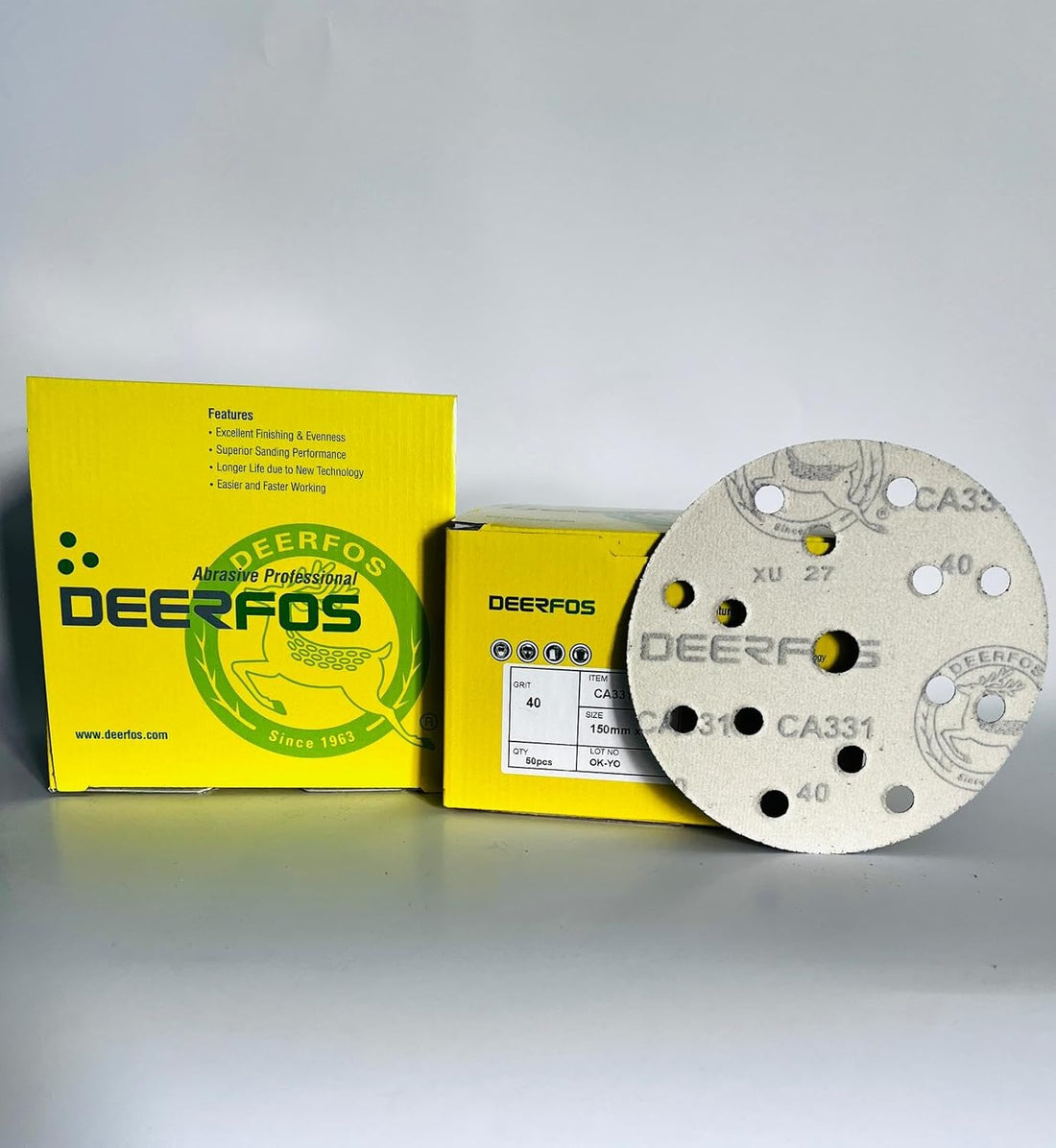 Deerfos Sanding Discs 150mm Hook & Loop Aluminium Oxide Sandpaper Discs 15-Hole Dust Extraction | Sander Pads | Sanding Paper | Coarse Sanding (Pack of 100)