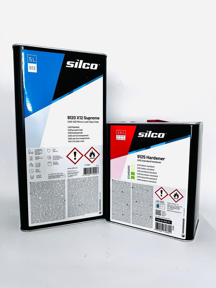 INTERMIX SUPPLIES Silco 9120 UHS High-Gloss Clear Coat & 9125 Standard Hardener – 5L Clear + 2.5L Hardener, Wet Look Finish, VOC Compliant