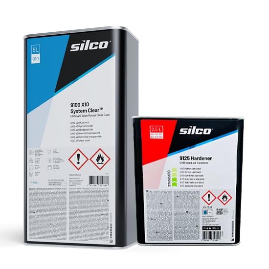 Silco 9100 X10 UHS Clear Coat & 9125 Standard Hardener – 5L Clear + 2.5L Hardener, Gloss Finish, VOC Compliant Auto Coating 7.5 Litres Kit