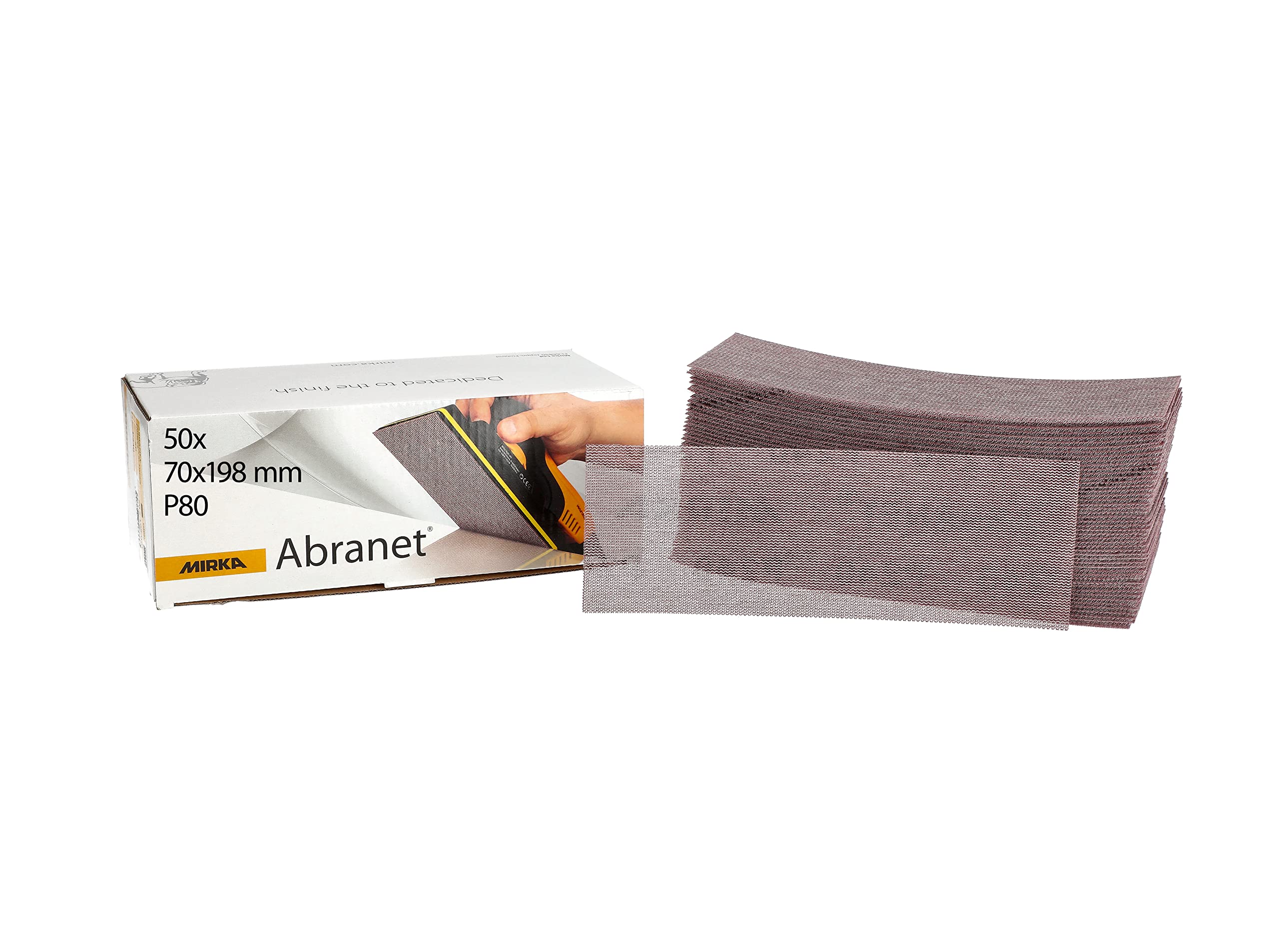 Mirka Abranet net sandpaper strips 70 x 198 mm Grip / 50 pcs/for sanding wood, filler, varnish, plastic