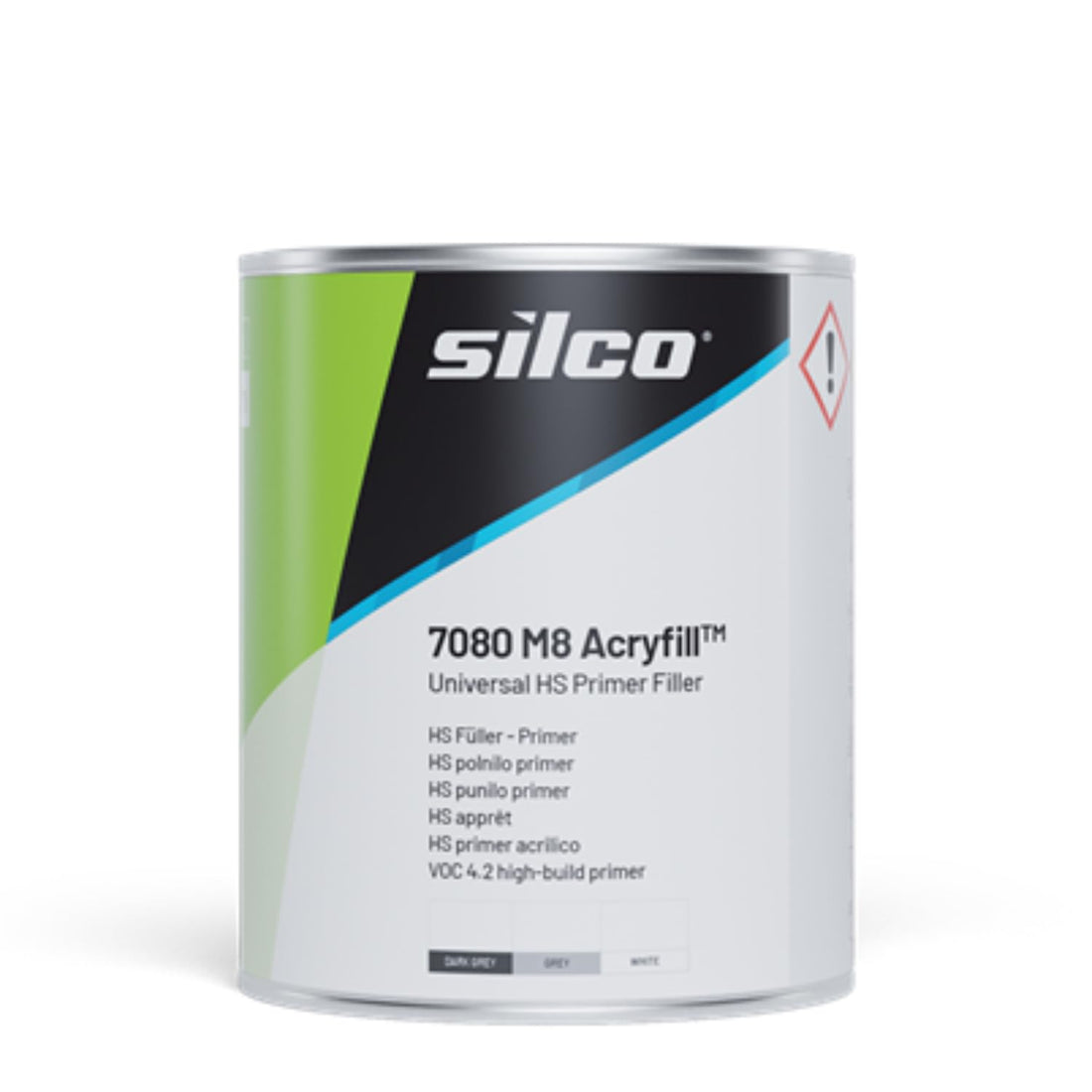 Silco 7080 M8 Acryfill Universal HS 2k Primer Filler – Professional Build, Fast Drying, Easy Sanding for Automotive Repairs – Direct to Metal & Plastic Application 3L