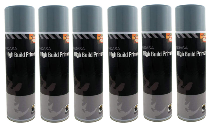 INDASA 6 x Grey High Build Acrylic Based Primer 500ml Aerosol Excellent Adhesion